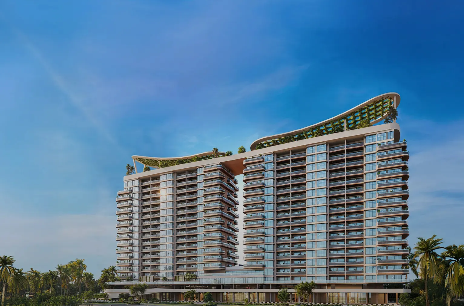 Blue Lagoon Luxury Residences 双塔建筑外立面效果图