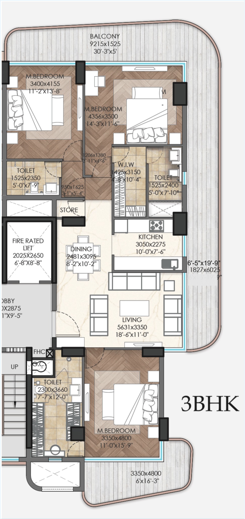Blue Lagoon 3BHK户型图