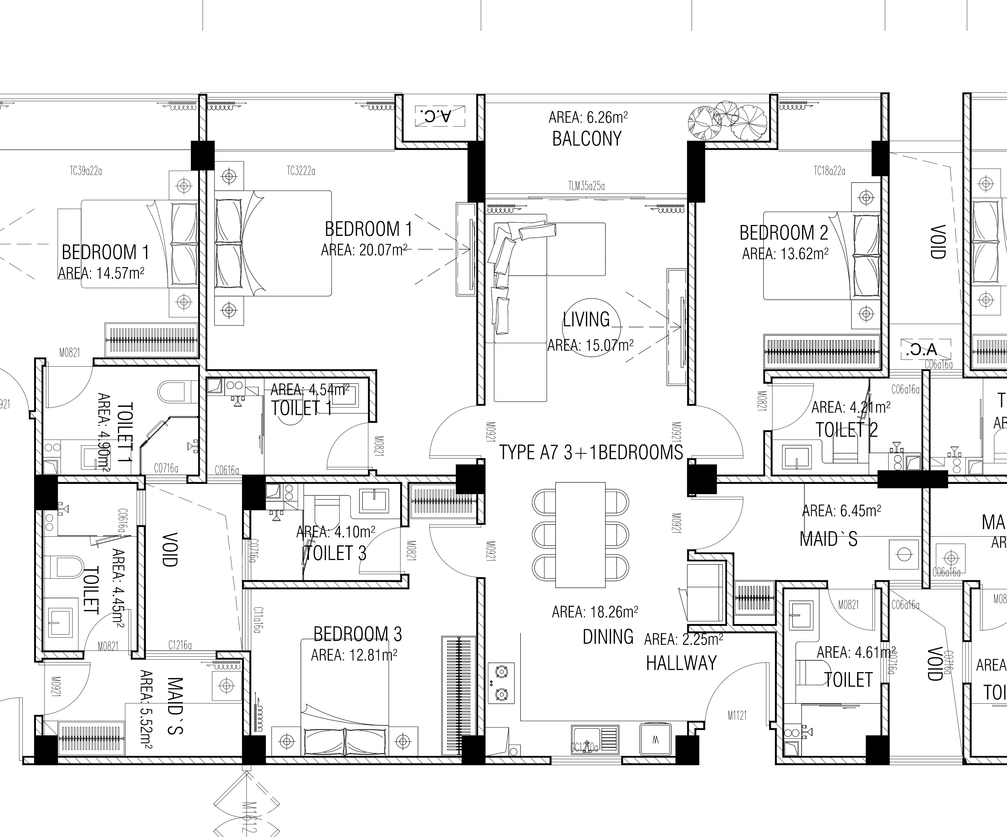 Kandoofaa Residence Type A7三加一户型图