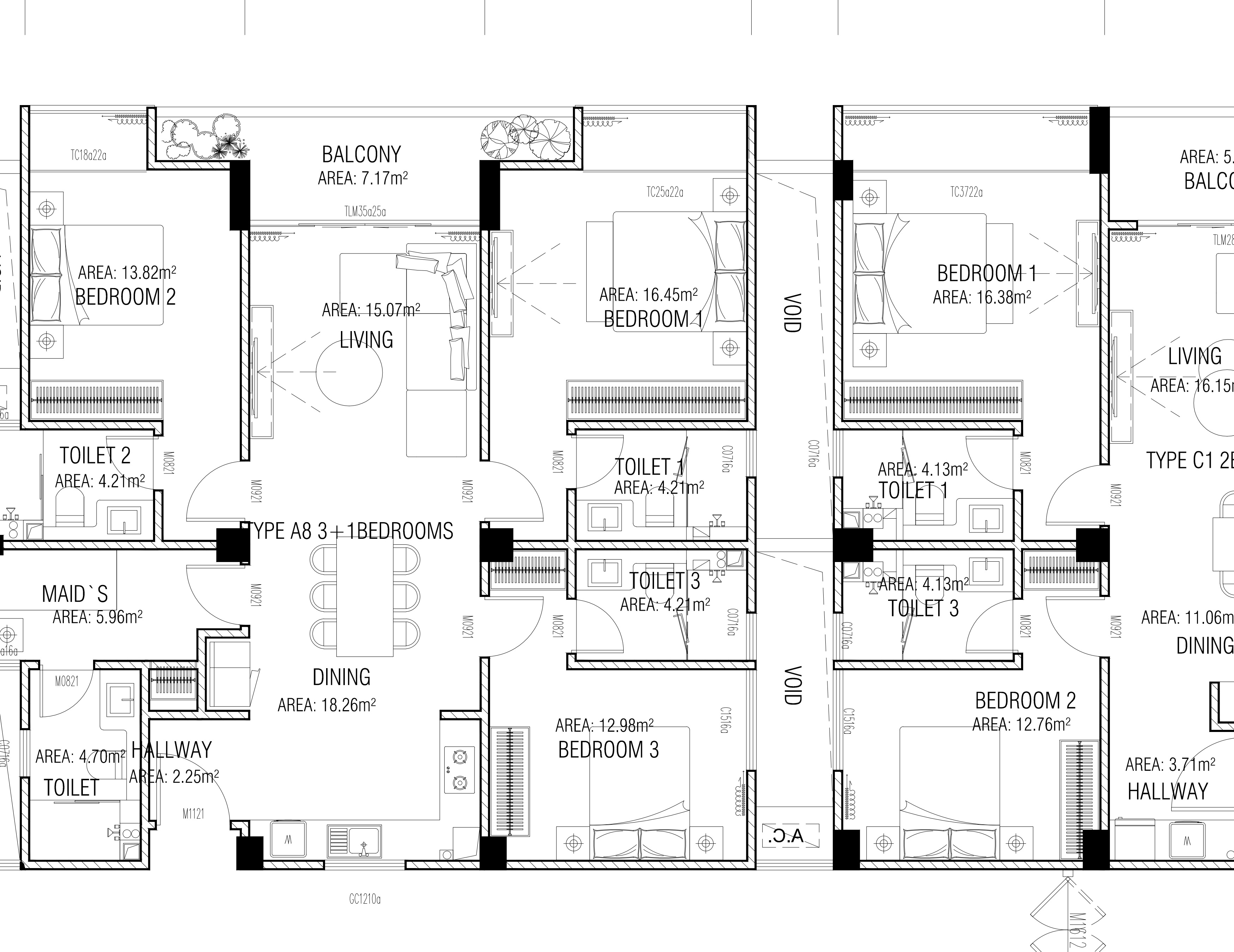 Kandoofaa Residence Type A8三加一户型图